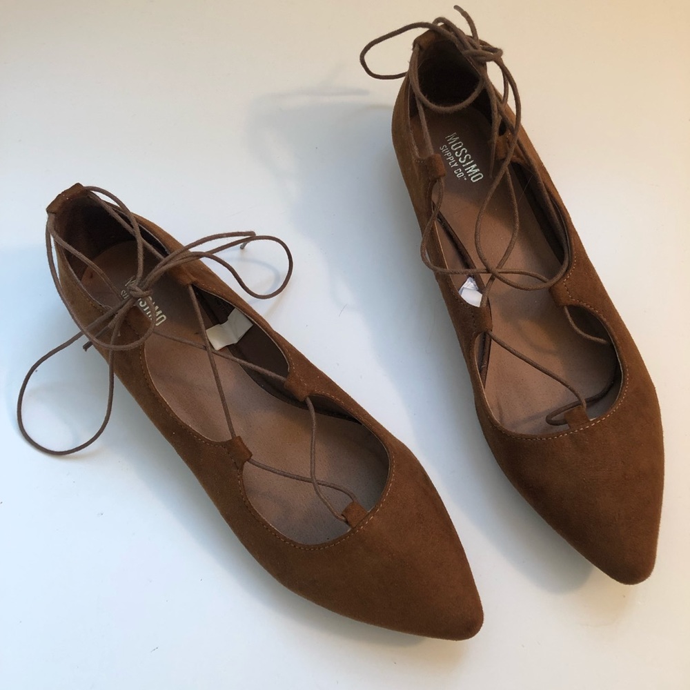 Mossimo Brown Suede Lace up Flats
